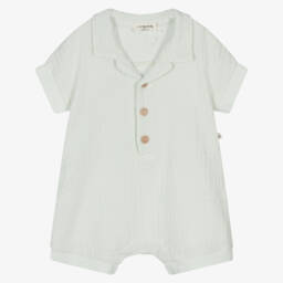 1 + in the family-Girls Soft Green Muslin Romper | Childrensalon Outlet