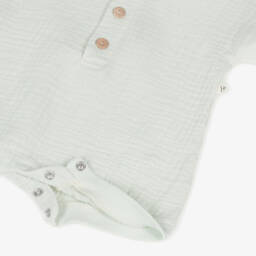 1 + in the family-Girls Soft Green Muslin Romper | Childrensalon Outlet