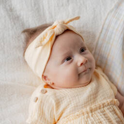 1 + in the family-عصابة رأس قطنية ناعمة بلون الخوخ للبنات | Childrensalon Outlet