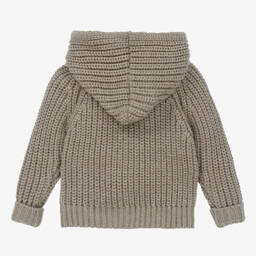 1 + in the family-كارديغان هودي مزيج أكريليك محبوك لون بني | Childrensalon Outlet