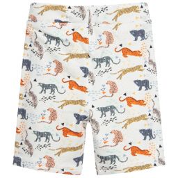 3Pommes-White Cotton Big Cats Shorts | Childrensalon Outlet