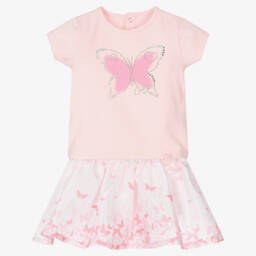 A Dee-Baby Girls Pink Cotton Skirt Set | Childrensalon Outlet