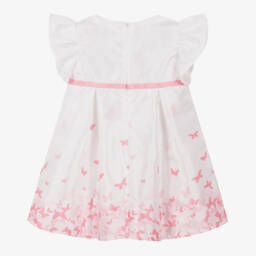 A Dee-Baby Girls White Cotton Butterfly Dress | Childrensalon Outlet