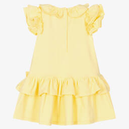 A Dee-Baby Girls Yellow Cotton Ruffle Dress | Childrensalon Outlet