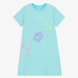 A Dee-Girls Azure Sequin Heart T-Shirt Dress | Childrensalon Outlet