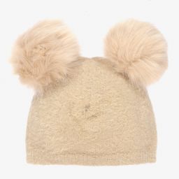 A Dee-Girls Beige Knitted Hat | Childrensalon Outlet