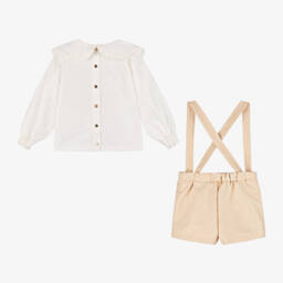 A Dee-Girls Beige Shimmer Shorts Ensemble | Childrensalon Outlet