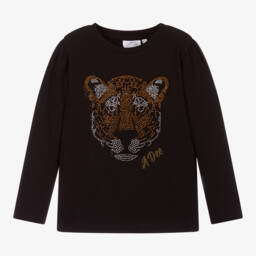 A Dee-بلوزة قطنية سوداء بنقشة النمر للبنات | Childrensalon Outlet