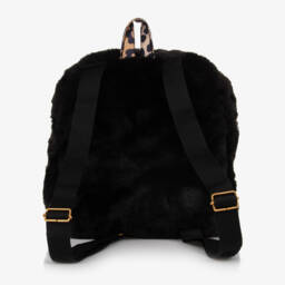 A Dee-Girls Black Faux Fur Backpack (25cm) | Childrensalon Outlet