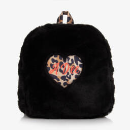 A Dee-Girls Black Faux Fur Backpack (25cm) | Childrensalon Outlet
