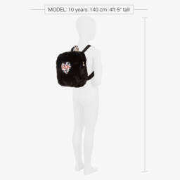 A Dee-Girls Black Faux Fur Backpack (25cm) | Childrensalon Outlet