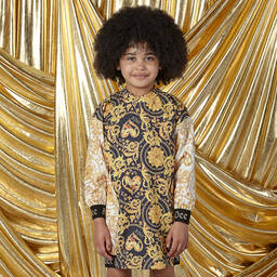 A Dee-Girls Black & Gold Filigree Dress | Childrensalon Outlet