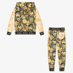 A Dee-Girls Black & Gold Filigree Tracksuit | Childrensalon Outlet