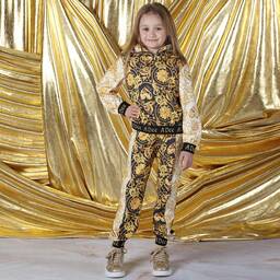 A Dee-Girls Black & Gold Filigree Tracksuit | Childrensalon Outlet