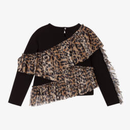 A Dee-توب قطن بحواف تول لون أسود | Childrensalon Outlet