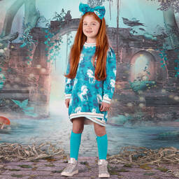 آدي-جوارب مزيج قطن محبوك مزين بديامنتي لون أزرق | Childrensalon Outlet