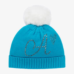 A Dee-Голубая вязаная шапка с помпоном | Childrensalon Outlet