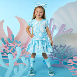 A Dee-Girls Blue Seashell Cotton Socks | Childrensalon Outlet