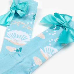A Dee-Girls Blue Seashell Cotton Socks | Childrensalon Outlet