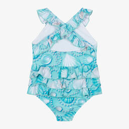 A Dee-Girls Blue Seashell & Pearl Swimsuit | Childrensalon Outlet