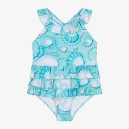 A Dee-Girls Blue Seashell & Pearl Swimsuit | Childrensalon Outlet