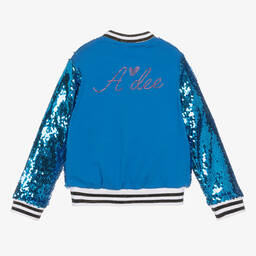 A Dee-Girls Blue Sequin Bomber Jacket | Childrensalon Outlet