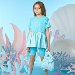 A Dee-Girls Blue Striped Backpack (20cm) | Childrensalon Outlet