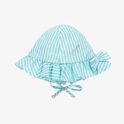 A Dee-Girls Blue Striped Cotton Hat | Childrensalon Outlet