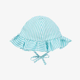 A Dee-Girls Blue Striped Cotton Hat | Childrensalon Outlet