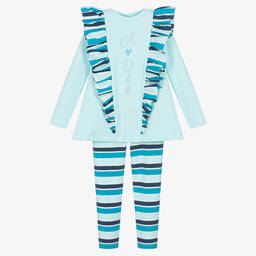 A Dee-Girls Blue Striped Leggings Set | Childrensalon Outlet