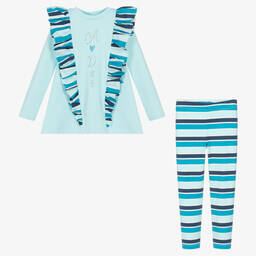 A Dee-Girls Blue Striped Leggings Set | Childrensalon Outlet