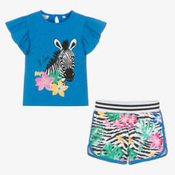 A Dee-Голубой топ и шорты с тропическим принтом | Childrensalon Outlet
