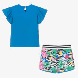A Dee-Голубой топ и шорты с тропическим принтом | Childrensalon Outlet
