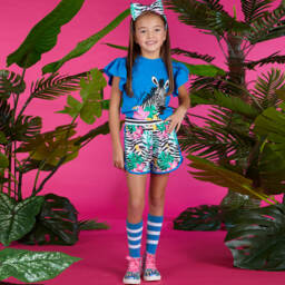 A Dee-Голубой топ и шорты с тропическим принтом | Childrensalon Outlet