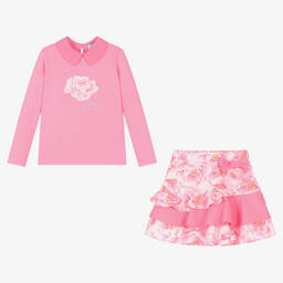 A Dee-Розовый топ и юбка с цветами | Childrensalon Outlet
