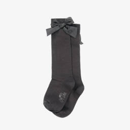 A Dee-Girls Charcoal Ribbon Knee Socks | Childrensalon Outlet