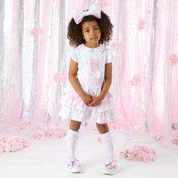 A Dee-Girls Charming White & Pink Ensemble | Childrensalon Outlet