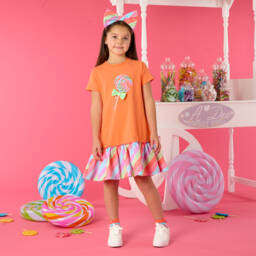 A Dee-Girls Coral Candy Stripe Dress | Childrensalon Outlet
