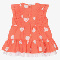 A Dee-Girls Coral Pink Cotton Bow Dress  | Childrensalon Outlet