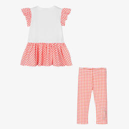 A Dee-Girls Coral Pink Gingham Leggings Set | Childrensalon Outlet