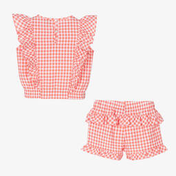 A Dee-Кораллово-розовый топ и шорты в клетку | Childrensalon Outlet