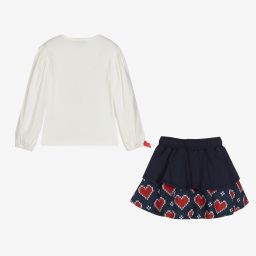 A Dee-Girls Cotton Hearts Skirt Set | Childrensalon Outlet