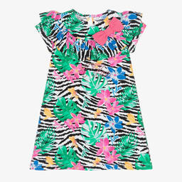 A Dee-Girls Cotton Tropical Flowers Dress | Childrensalon Outlet