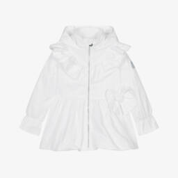 A Dee-جاكيت أبيض أنيق للبنات مع قبعة | Childrensalon Outlet