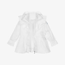 A Dee-جاكيت أبيض أنيق للبنات مع قبعة | Childrensalon Outlet