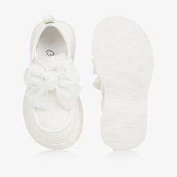 A Dee-Girls Faux Patent White Loafers | Childrensalon Outlet