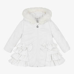 آدي-معطف هودي أطفال بناتي لون أبيض | Childrensalon Outlet