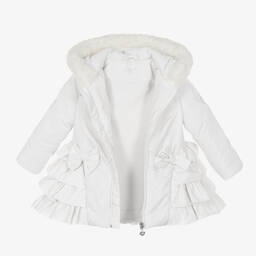 آدي-معطف هودي أطفال بناتي لون أبيض | Childrensalon Outlet