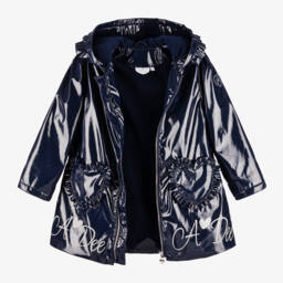 A Dee-Girls Glossy Navy Rain Jacket | Childrensalon Outlet