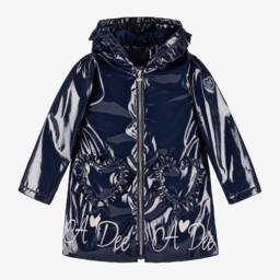 A Dee-Girls Glossy Navy Rain Jacket | Childrensalon Outlet